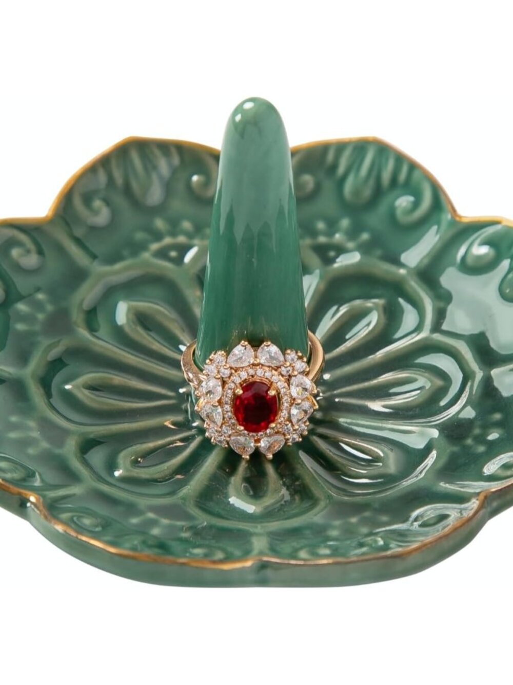 Ceramic Ring Holder Dish for Jewelry, Decorative Mandala Jewelry Tray for Rings